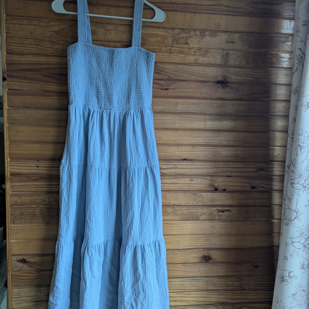 Quince Light Blue Organic Cotton Maxi Dress